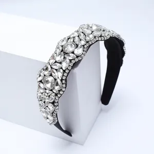 Luxury baroque crystal rhinestone padded headband elegant sparkling hair accessory for women
