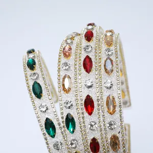 Serre-tête strass cristal scintillant bandeau cheveux fin diamant coloré mariée