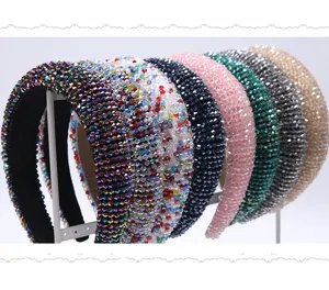 Baroque crystal padded headband wide rhinestone hair hoop sparkling fashion hair accessories