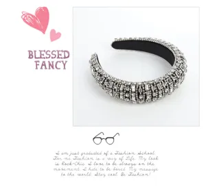 Baroque Rhinestone Headband Sparkly Crystal Padded Hair Hoop for Women Party Prom