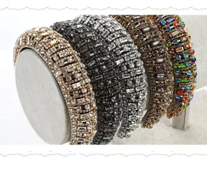 Baroque rhinestone headband wide padded crystal hair hoop sparkling fashion hair accessories