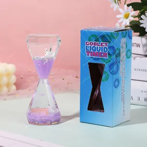 Charming swan liquid oil timer hourglass ornament, purple glitter sensory toy for nice gift.