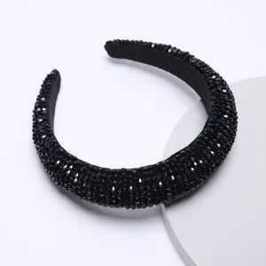 Baroque Padded Headband For Women Luxury Sparkling Rhinestone Artificial Crystal Wide Hairband Fashion Hair Accessories For Party Daily Wear
