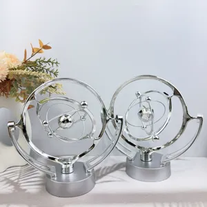 Silver kinetic art perpetual motion desk toy celestial globe office home decor ornament