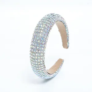 Detailed shot of a luxury rhinestone headband, sparkling crystal hair accessory for elegant women.