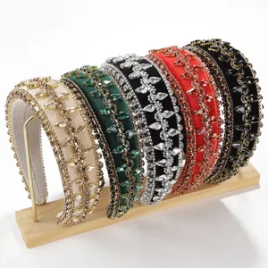 Baroque Padded Rhinestone Headband Elegant Velvet Sponge Head Band Luxury Crystal Palace Style Hair Accessories For Women Party