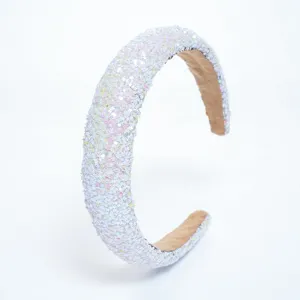 Sparkly white glitter padded headband for women, sweet fairy hair hoop fashion hair accessories.