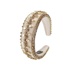 Baroque luxury rhinestone padded headband, champagne crystal hair hoop for women daily