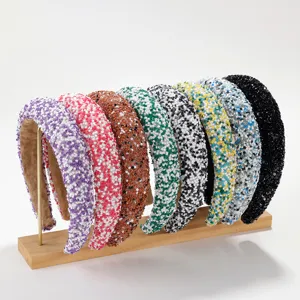 Diadema Acolchada de Lentejuelas Barrocas Vintage Para Mujer Banda Para el Cabello de Esponja Ancha Accesorios Para el Cabello