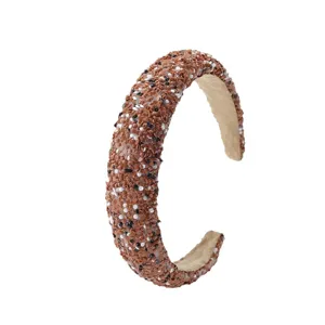Diadema marron ancha acolchada brillante accesorio de moda para el pelo de mujer elegante