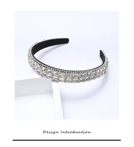 Sparkling rhinestone double grid headband crystal hair hoop for women chic hair accessory