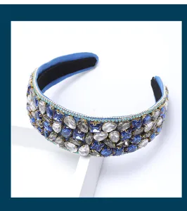 Luxury rhinestone crystal padded headband for women elegant wide brim hair accessory detail