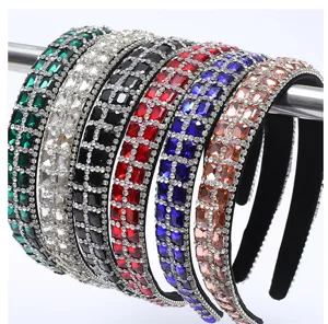 Fashion multi-color rhinestone crystal baroque headbands for women shiny hair accessories detail