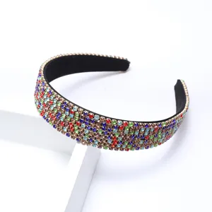 Serre-tete large en strass style baroque pour femme accessoire de cheveux cristal brillant
