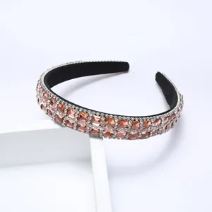Sparkling rhinestone jeweled headband, baroque style double-row crystal hair hoop for women.
