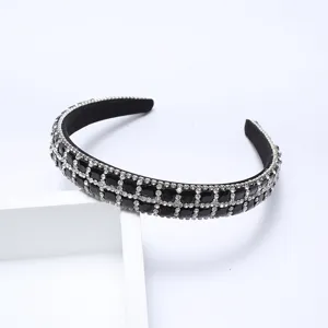 Black rhinestone headband crystal gemstone baroque hair hoop sparkling elegant hair accessories