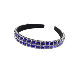 Double grid gemstone rhinestone headband shiny narrow hair accessory for women fashion