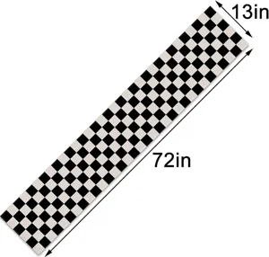 Zwart-wit geruite tafelloper 33x183 cm moderne boerderij stijl tafeldecoratie doek