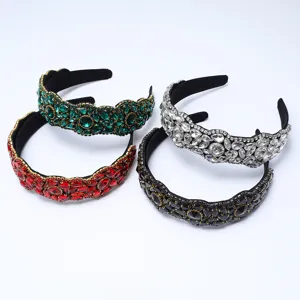 Baroque crystal rhinestone headband luxury hair hoop multi-color hair accessories detail view
