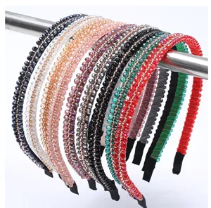 Colorful crystal rhinestone headbands for women, stylish beaded hair hoops for daily styling.