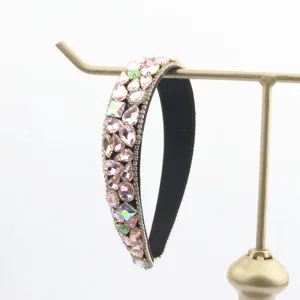 Serre-tête large élégant en strass pour femmes, accessoire de cheveux chic étincelant