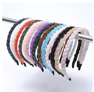 Serre-tête tressé en perles fait main cerceau de cheveux en cristal accessoires de cheveux détail