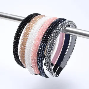 Serre-tête Étroit Perlé de Cristal Minimaliste Dégradé Perles de Verre Transparentes Bandeau Accessoires de Mode pour Femmes Fête Quotidienne Coiffure Élégante