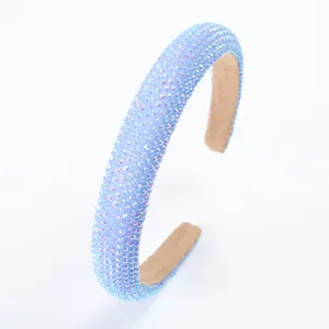 Serre-tête large scintillant en strass de cristal pour femme, accessoire élégant de mode.