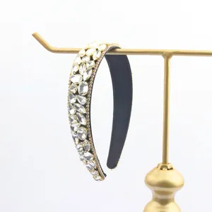 Serre-tête large luxueux en strass pour femmes cerceau de cheveux en cristal brillant tendance