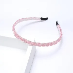 Serre-tête tressé de perles roses fait main avec des perles de cristal pour femmes.