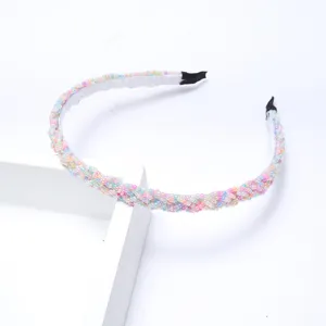 Bandeau de perles colorees pour femmes cerceau de cheveux en cristal tresse accessoire