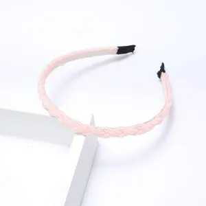 Serre-tête tressé perlé rose bandeau cheveux cristal accessoires pour femme