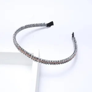 Crystal rhinestone headband for women, sparkly beaded hair hoop, minimalist non-slip hair accessory.