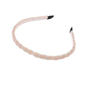 Serre-tête tressé en perles fait main pour femmes bandeau de cheveux en cristal élégant style