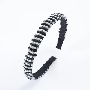 Handmade Beaded Pearl Headband For Women Korean Style Artificial Crystal Thin Hairband Fashion Hair Accessories Face Washing Hairband
