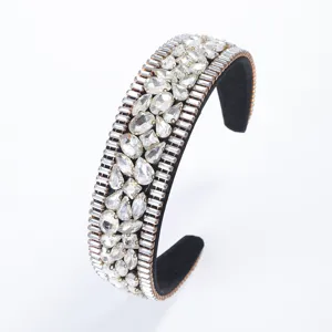 Eleganter barocker Kristall Strass breiter Haarreif luxuriöses Party Haarschmuck Accessoire.