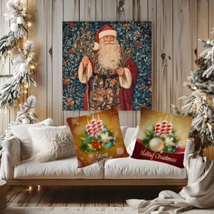 Christmas Decorative Pillow Cover Holiday Nordic Style Cushion Cover Festive Candle Snow Print Sofa Home Decor