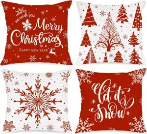 Christmas throw pillow covers set festive holiday home sofa cushion decoration snowflake tree