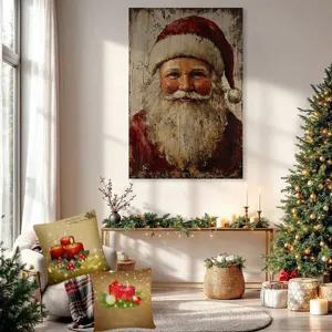 Christmas throw pillow cover festive candle printed linen decorative cushion for sofa