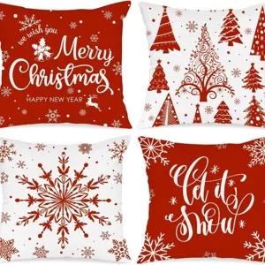 Christmas Throw Pillow Cover Festive Snowflake Tree Linen Cushion Cover Decorative Pillowcase For Sofa Chair Home Decor