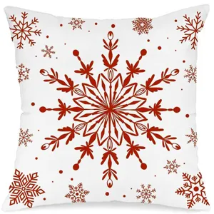 Christmas throw pillow cover red snowflake decorative cushion case for sofa home decor