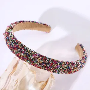 Serre-tete rembourre en strass colore, bandeau de cheveux large et tendance pour femmes.