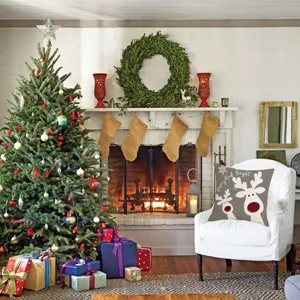 Housse de coussin de Noël renne taie d'oreiller canapé décoration de vacances festive