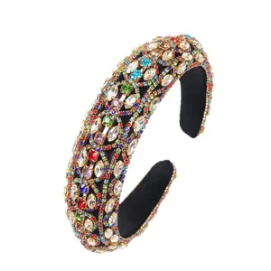 Luxus schweres Handwerk mehrfarbige Strass gepolsterte Stirnband Damen elegante Haarspange