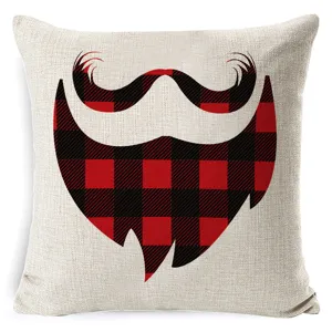 Housse de coussin en lin Père Noël à carreaux de buffle de Noël pour décoration de canapé.