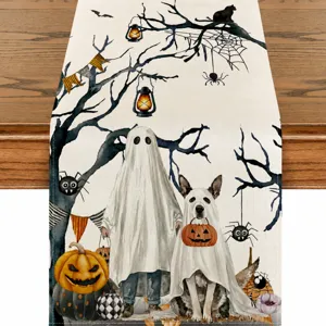 Centrotavola Halloween spettrale fantasma zucca lino rustico decorazione festa