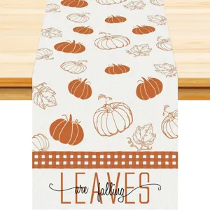 Runner da tavola autunnale Ringraziamento zucca foglia d'acero tessuto decorazione tavola