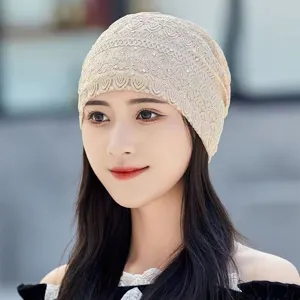 Women breathable lace rhinestone headscarf hat, thin spring summer casual slouchy turban.