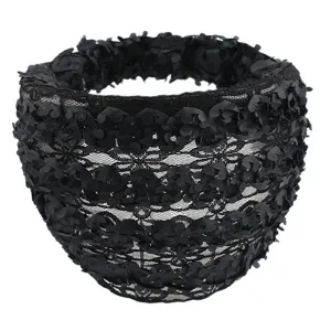 Fascia per capelli in pizzo nero accessorio largo da donna copertura capelli bianchi elegante