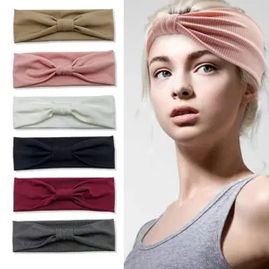 Fascia Per Capelli Con Fiocco A Righe A Costine Semplice Per Donna Yoga Fascia Elastica Antisudore Stile Boho Accessorio Per Capelli Sport